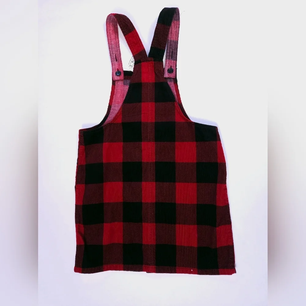 The Children's Place NWT Buffalo Plaid Red Black Corduroy Skirtall Jumper 16